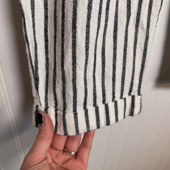 Old Navy Linen Blend Mid-Rise Cropped Striped Pull On Pants Women’s Size Small - Picture 5 of 13